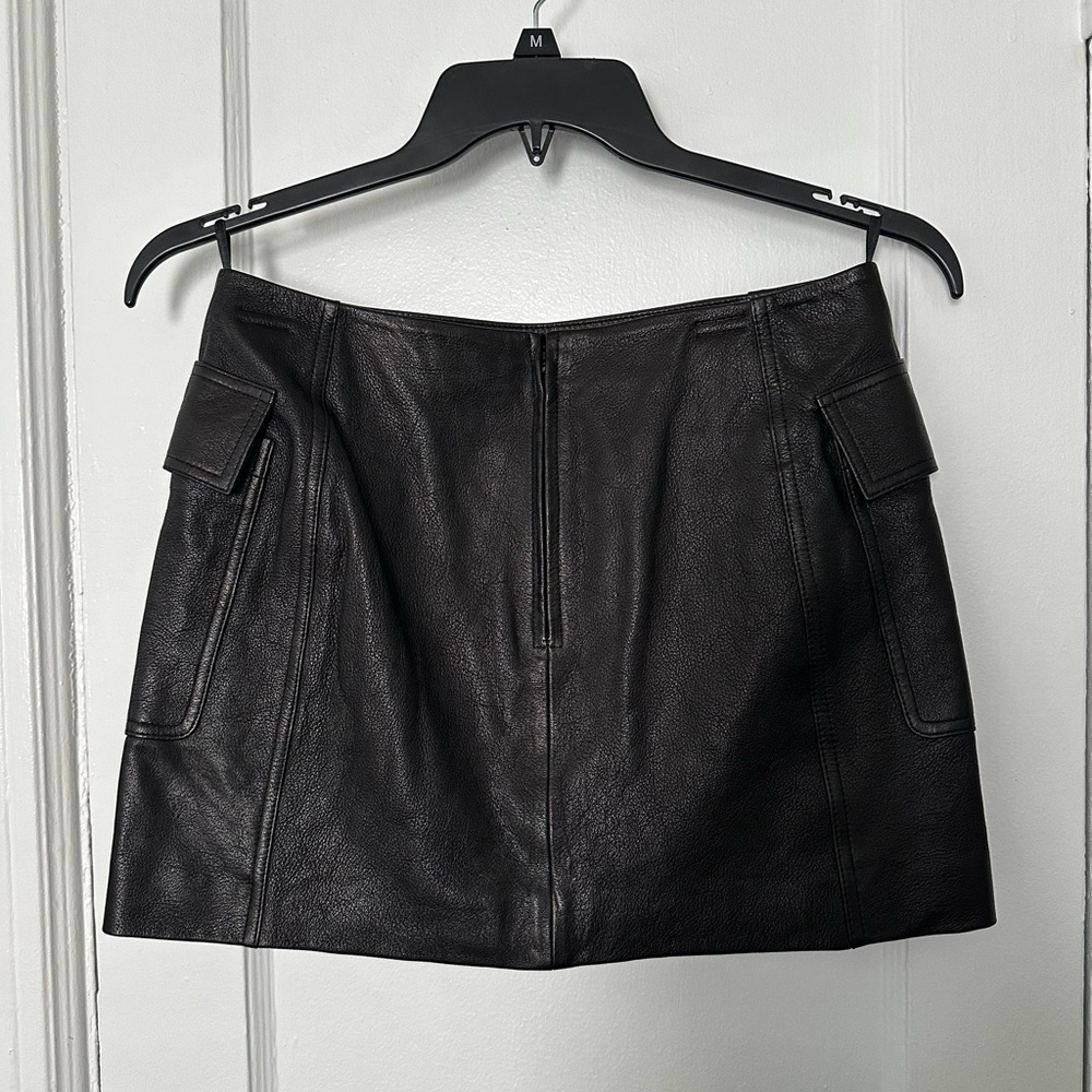 Frame Women The Leather Cargo Skirt Size 4 Black Mini NEW - Picture 9 of 14